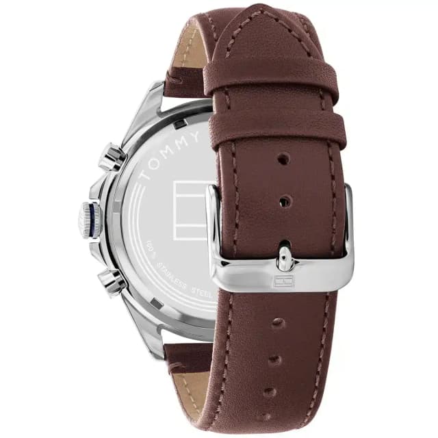 Detailed shot of the leather strap texture and stitching.